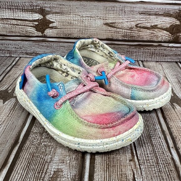 HEY DUDE Wendy Toddler Dreamer Girl's 7 K7 Multicolor Comfort Sneakers Shoes - Picture 2 of 9